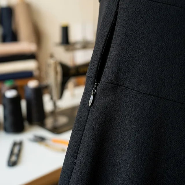 Troca de zíper invisível em vestido preto
